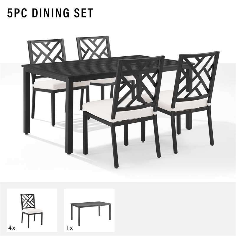 Crosley Furniture Locke 5-Piece Steel Metal Outdoor Dining Set in Cream/Black
