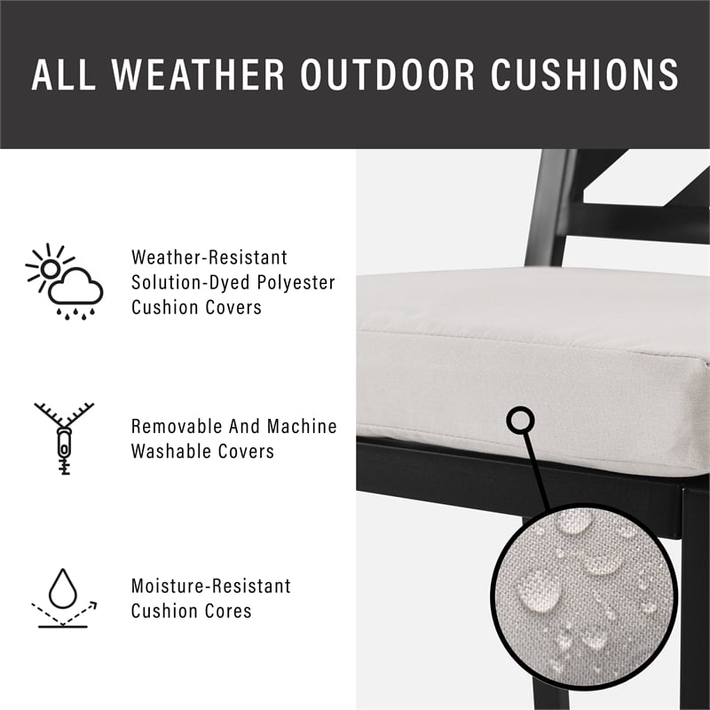 Crosley Furniture Locke 5-Piece Steel Metal Outdoor Dining Set in Cream/Black
