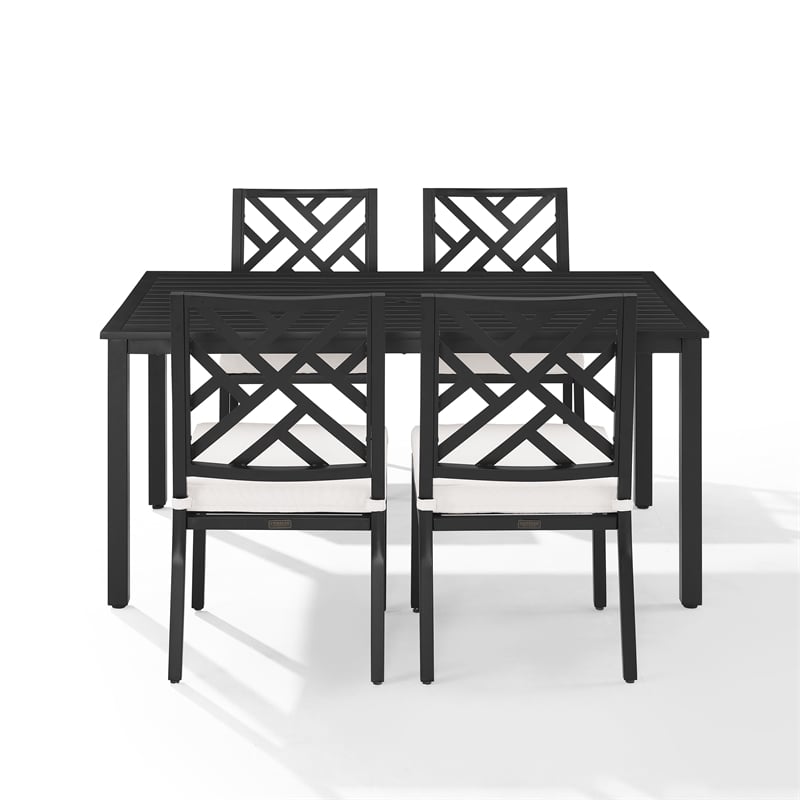 Crosley Furniture Locke 5-Piece Steel Metal Outdoor Dining Set in Cream/Black