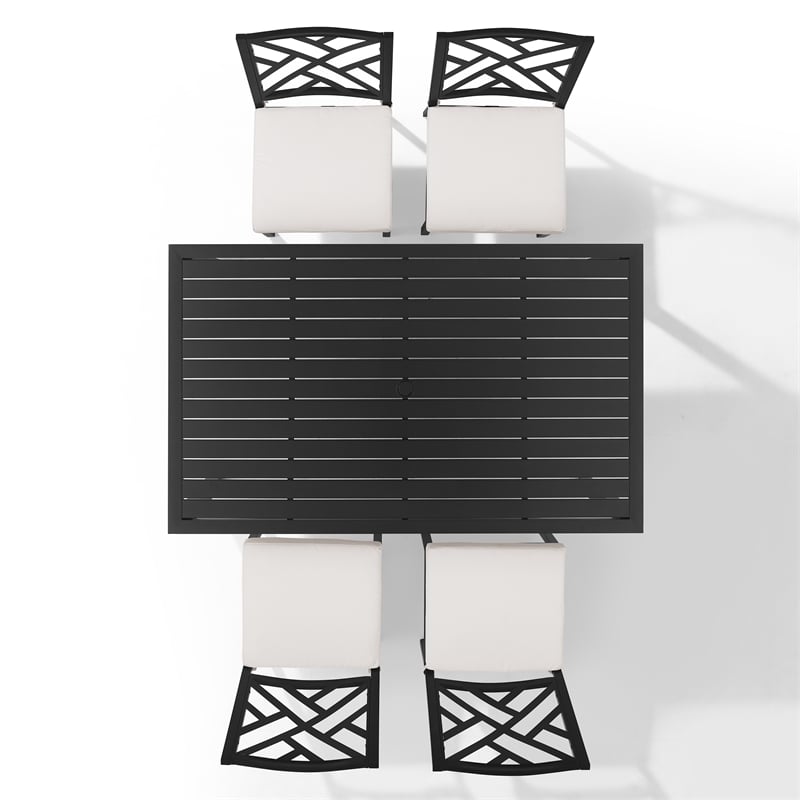 Crosley Furniture Locke 5-Piece Steel Metal Outdoor Dining Set in Cream/Black