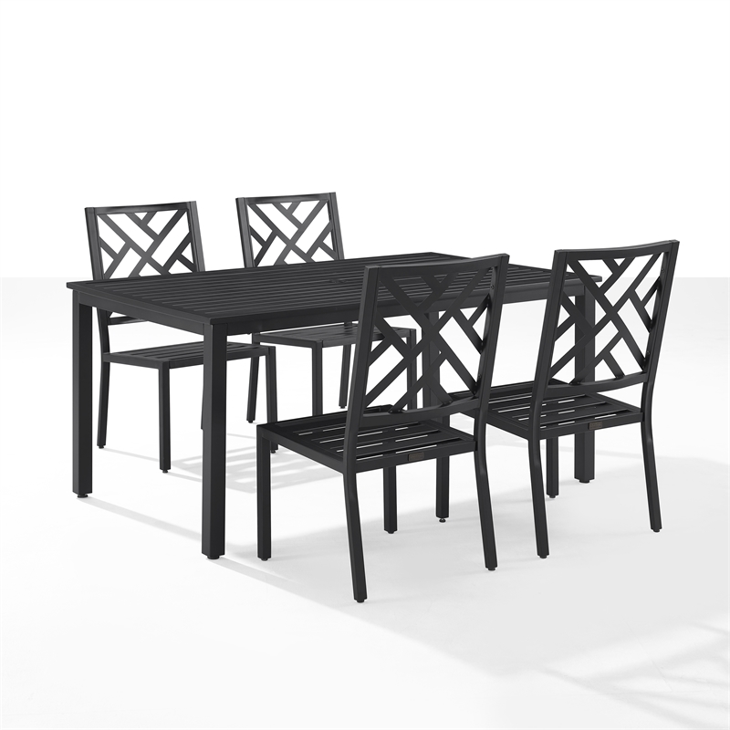 Crosley Furniture Locke 5-Piece Steel Metal Outdoor Dining Set in Cream/Black
