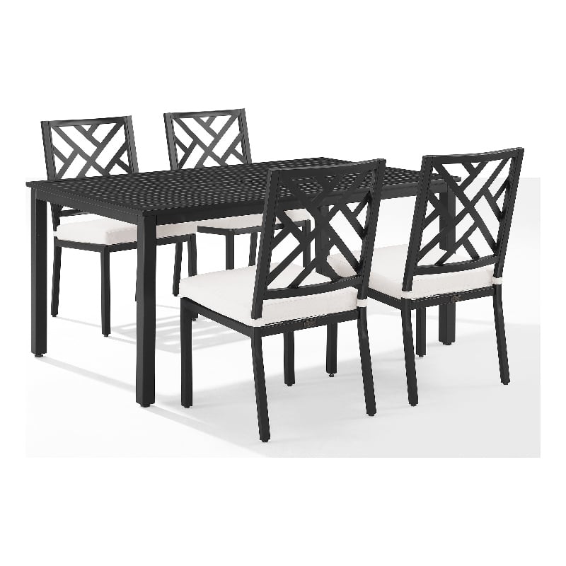 Crosley Furniture Locke 5-Piece Steel Metal Outdoor Dining Set in Cream/Black