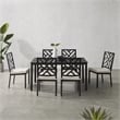 Crosley Furniture Locke 7-Piece Steel Metal Outdoor Dining Set in Cream/Black