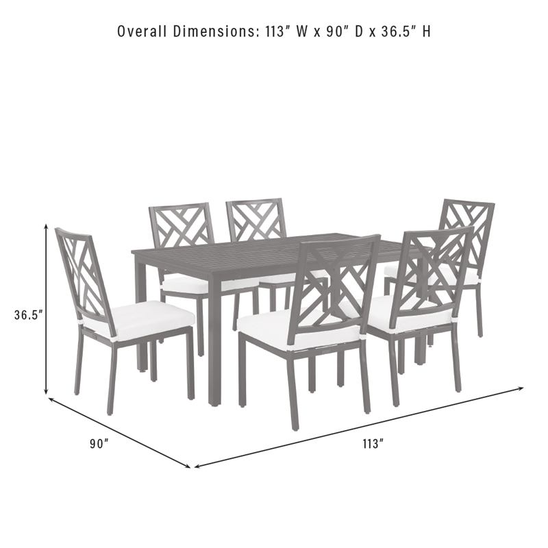 Crosley Furniture Locke 7-Piece Steel Metal Outdoor Dining Set in Cream/Black