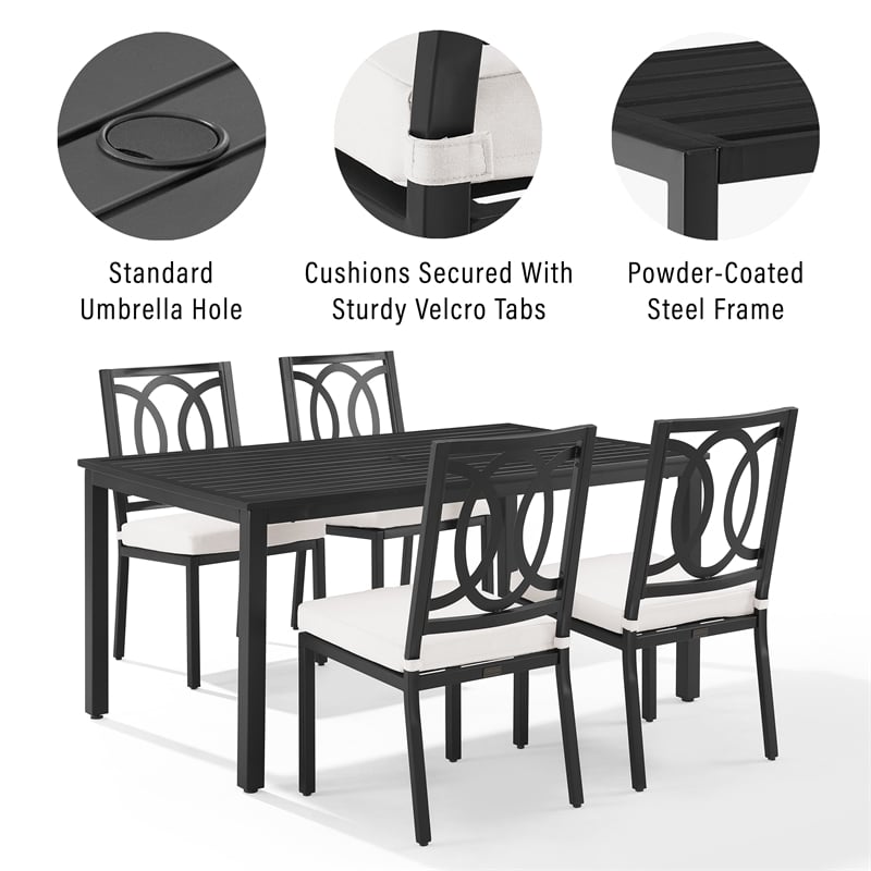 Crosley Furniture Chambers 5-Piece Steel Metal Outdoor Dining Set in Cream/Black