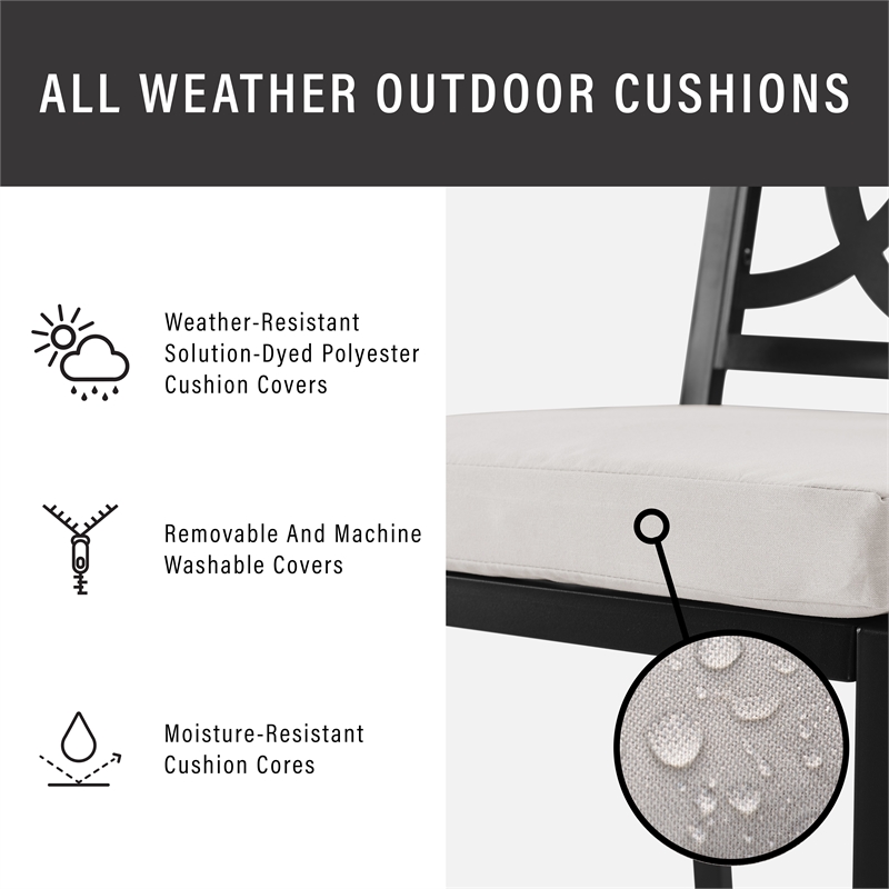 Crosley Furniture Chambers 5-Piece Steel Metal Outdoor Dining Set in Cream/Black