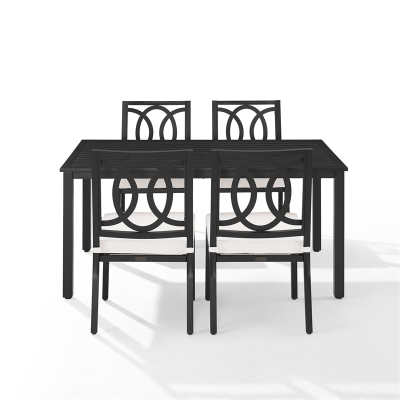 Crosley Furniture Chambers 5-Piece Steel Metal Outdoor Dining Set in Cream/Black
