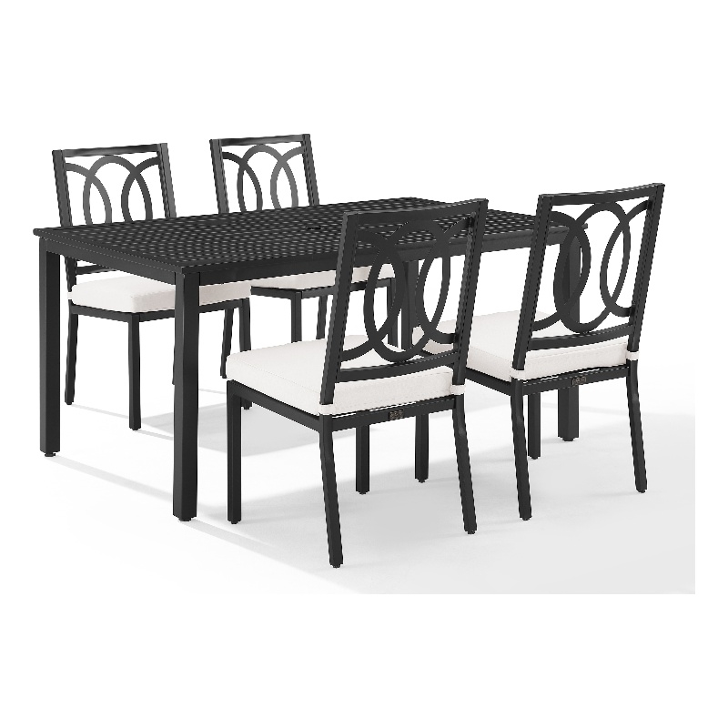 Crosley Furniture Chambers 5-Piece Steel Metal Outdoor Dining Set in Cream/Black