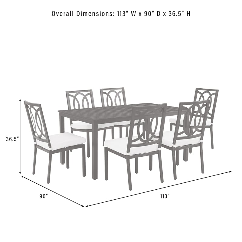 Crosley Furniture Chambers 7-Piece Steel Metal Outdoor Dining Set in Cream/Black