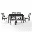 Crosley Furniture Chambers 7-Piece Steel Metal Outdoor Dining Set in Cream/Black