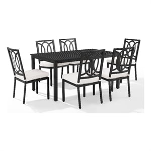 Crosley Furniture Chambers 7-Piece Steel Metal Outdoor Dining Set in Cream/Black