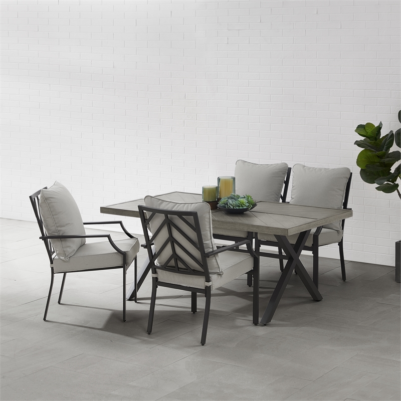 Crosley Furniture Otto 5-Piece Modern Metal Outdoor Dining Set in Gray/Black