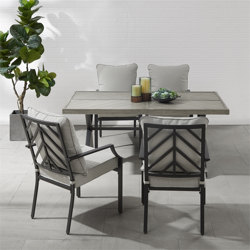 Crosley Furniture Otto 5-Piece Modern Metal Outdoor Dining Set in Gray/Black