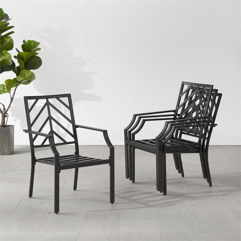 Crosley Furniture Otto 5-Piece Modern Metal Outdoor Dining Set in Gray/Black