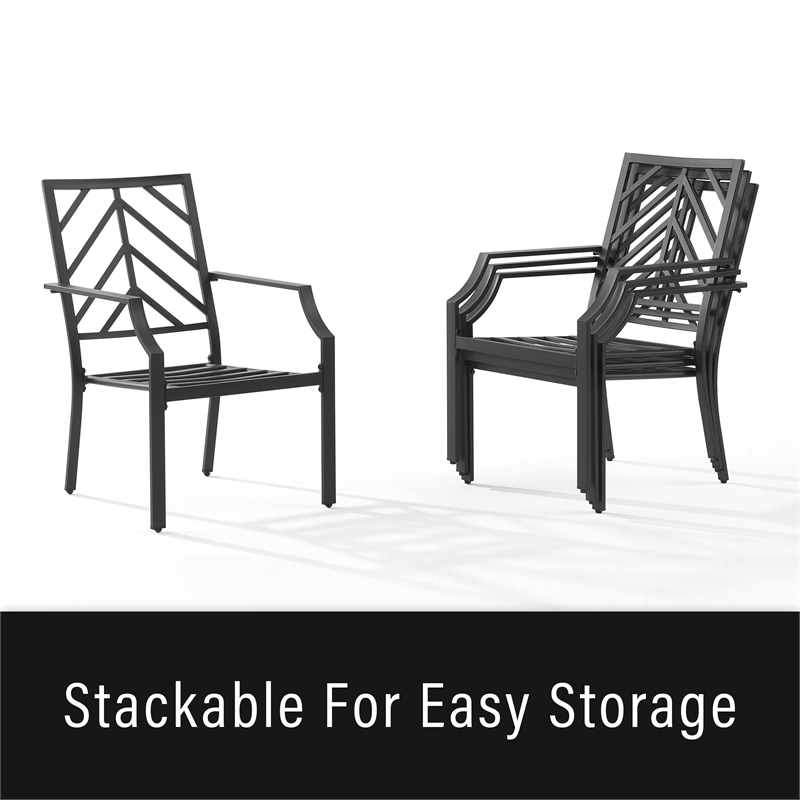 Crosley Furniture Otto 5-Piece Modern Metal Outdoor Dining Set in Gray/Black