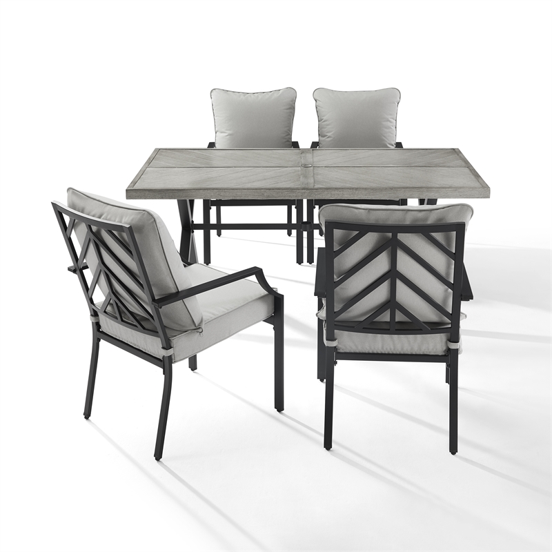Crosley Furniture Otto 5-Piece Modern Metal Outdoor Dining Set in Gray/Black