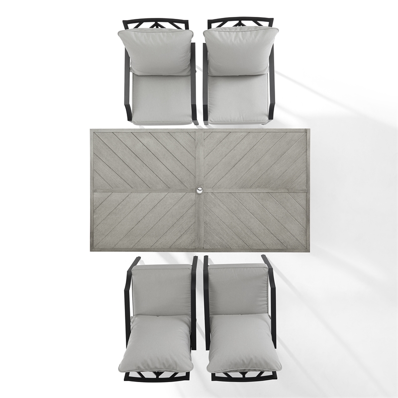 Crosley Furniture Otto 5-Piece Modern Metal Outdoor Dining Set in Gray/Black