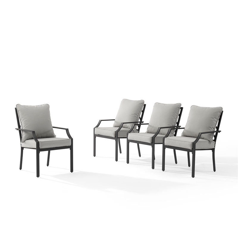 Crosley Furniture Otto 5-Piece Modern Metal Outdoor Dining Set in Gray/Black