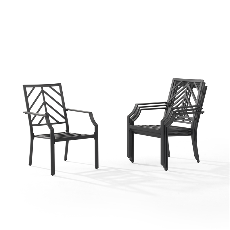 Crosley Furniture Otto 5-Piece Modern Metal Outdoor Dining Set in Gray/Black