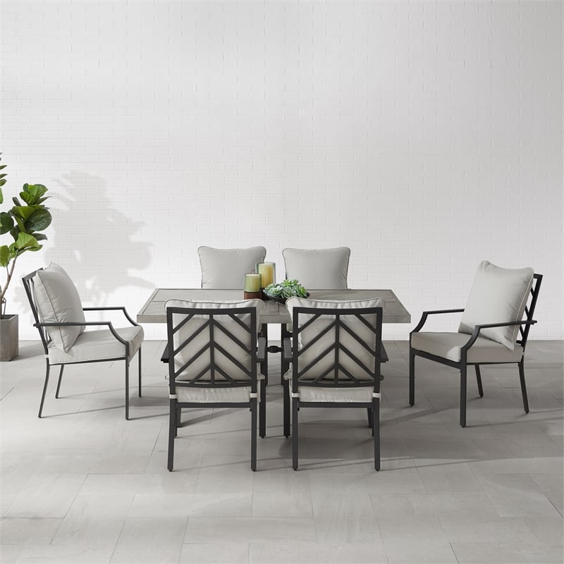 Crosley Furniture Otto 7-Piece Modern Metal Outdoor Dining Set in Gray/Black