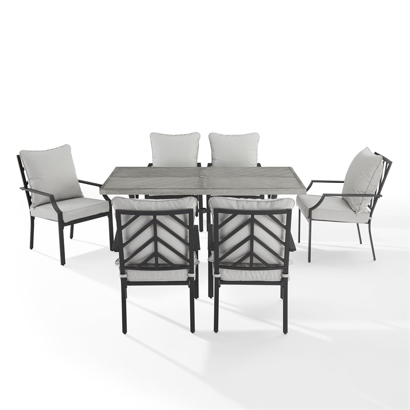 Crosley Furniture Otto 7-Piece Modern Metal Outdoor Dining Set in Gray/Black