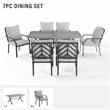 Crosley Furniture Otto 7-Piece Modern Metal Outdoor Dining Set in Gray/Black