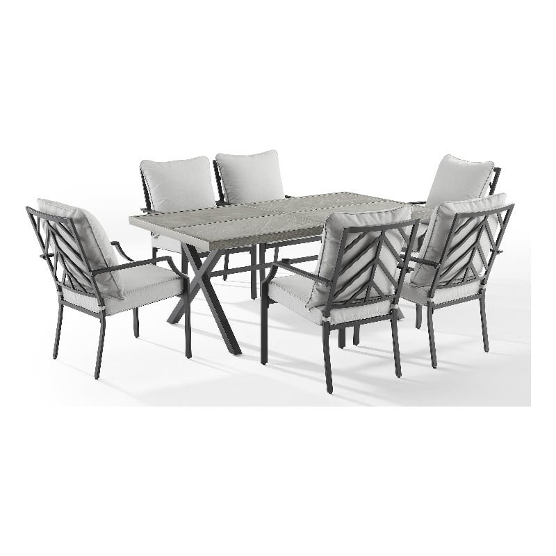 Crosley Furniture Otto 7-Piece Modern Metal Outdoor Dining Set in Gray/Black