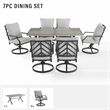Crosley Furniture Otto 7-Piece Metal Outdoor Swivel Dining Set in Gray/Black