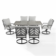 Crosley Furniture Otto 7-Piece Metal Outdoor Swivel Dining Set in Gray/Black