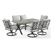 Crosley Furniture Otto 7-Piece Metal Outdoor Swivel Dining Set in Gray/Black