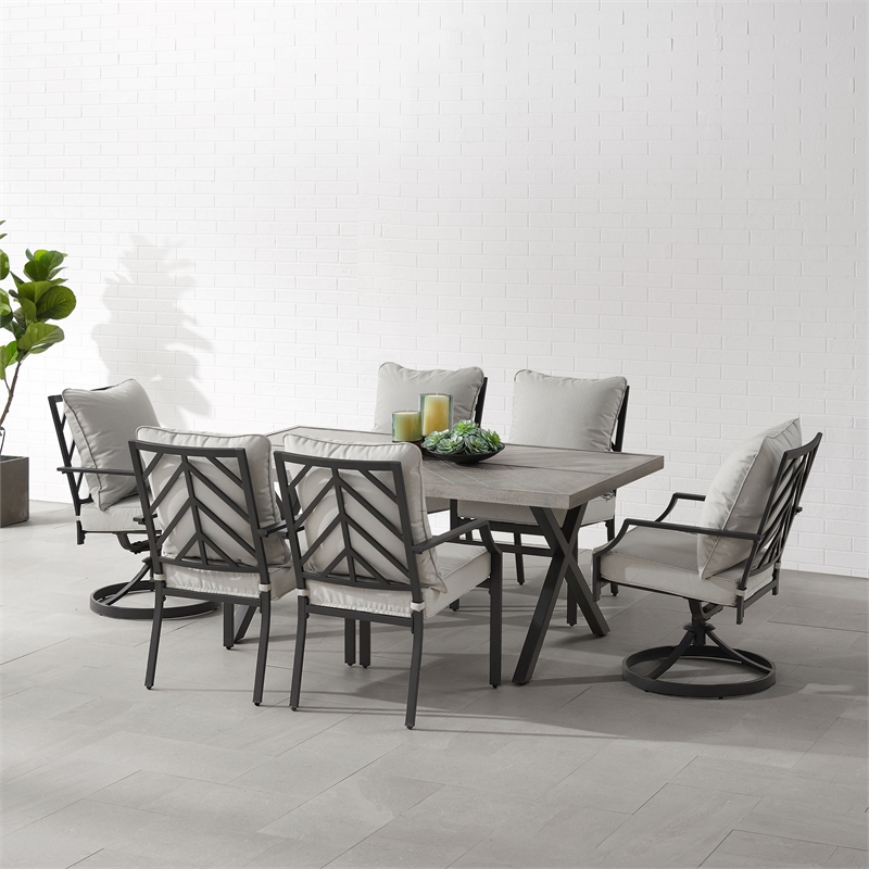 Crosley Furniture Otto 7-Piece Metal Outdoor Dining Set in Gray/Matte Black