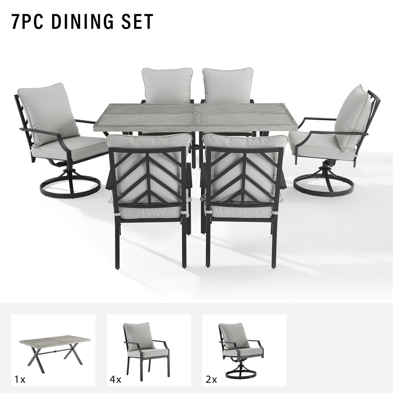 Crosley Furniture Otto 7-Piece Metal Outdoor Dining Set in Gray/Matte Black