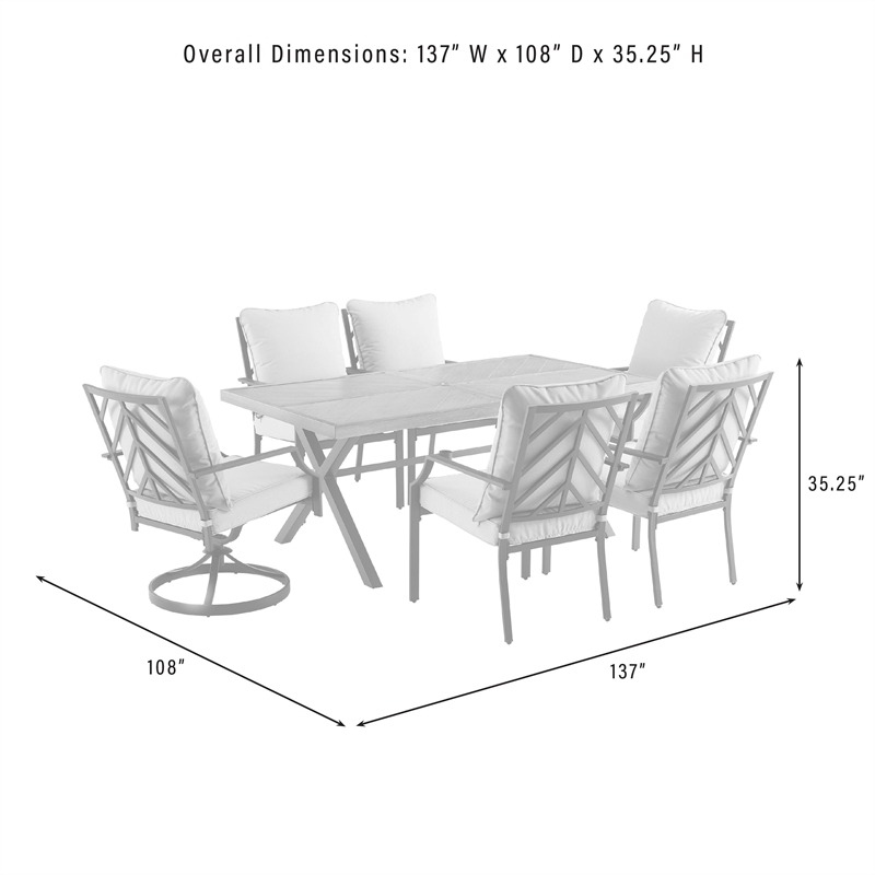 Crosley Furniture Otto 7-Piece Metal Outdoor Dining Set in Gray/Matte Black