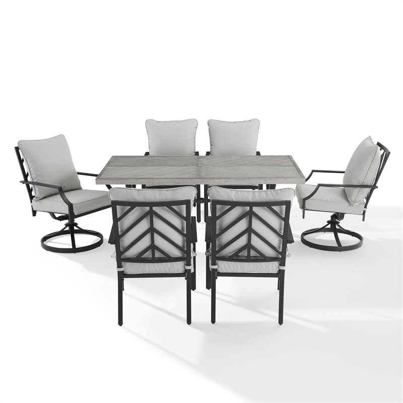 Crosley Furniture Otto 7-Piece Metal Outdoor Dining Set in Gray/Matte Black