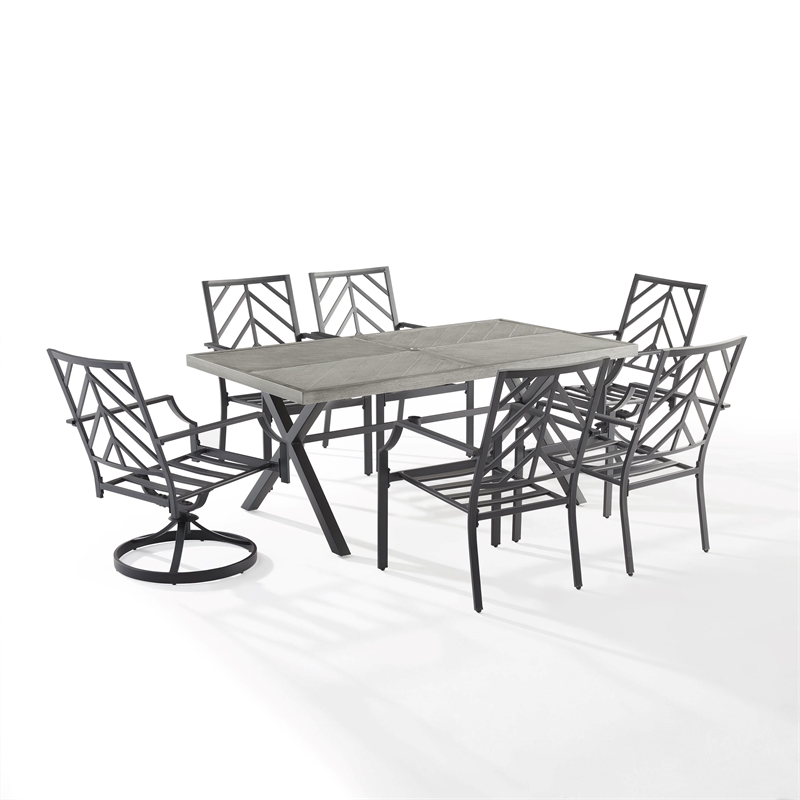 Crosley Furniture Otto 7-Piece Metal Outdoor Dining Set in Gray/Matte Black