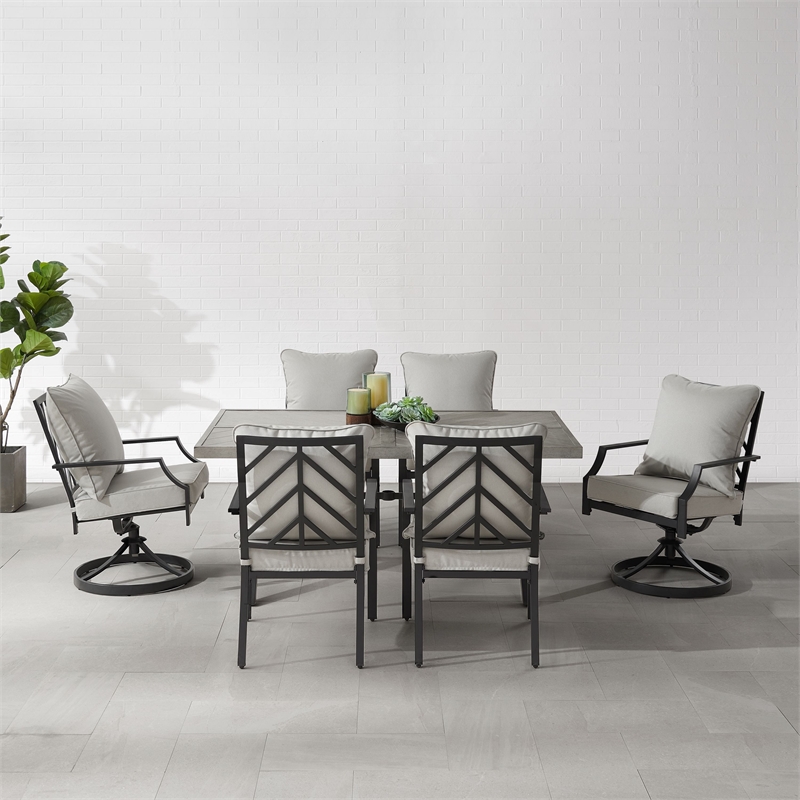 Crosley Furniture Otto 7-Piece Metal Outdoor Dining Set in Gray/Matte Black