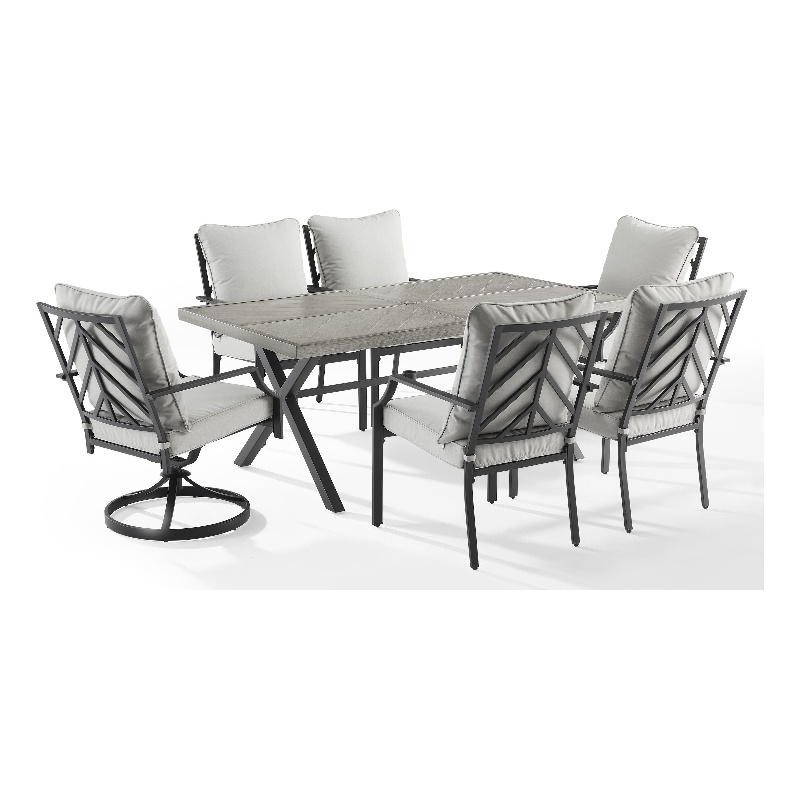 Crosley Furniture Otto 7-Piece Metal Outdoor Dining Set in Gray/Matte Black