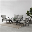 Crosley Furniture Otto 4-Piece Modern Metal Conversation Set in Gray/Matte Black
