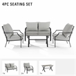 Crosley Furniture Otto 4-Piece Modern Metal Conversation Set in Gray/Matte Black