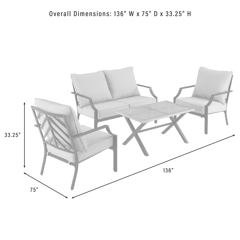 Crosley Furniture Otto 4-Piece Modern Metal Conversation Set in Gray/Matte Black