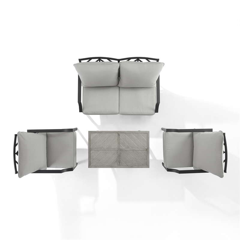 Crosley Furniture Otto 4-Piece Modern Metal Conversation Set in Gray/Matte Black