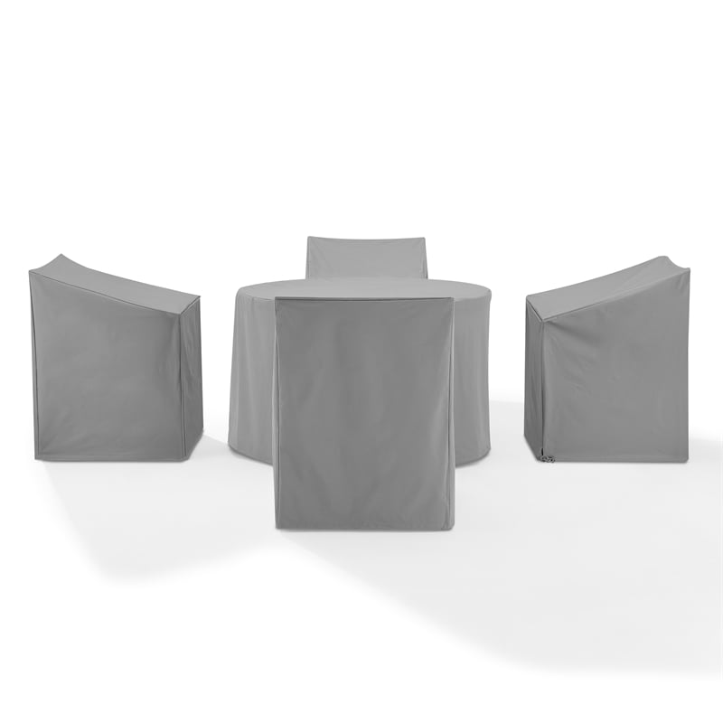 Crosley Furniture 5PC Round Vinyl Outdoor Dining Furniture Cover Set in Gray