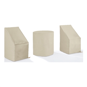 Crosley Furniture 3-Piece Vinyl Outdoor Bistro Furniture Cover Set in Tan