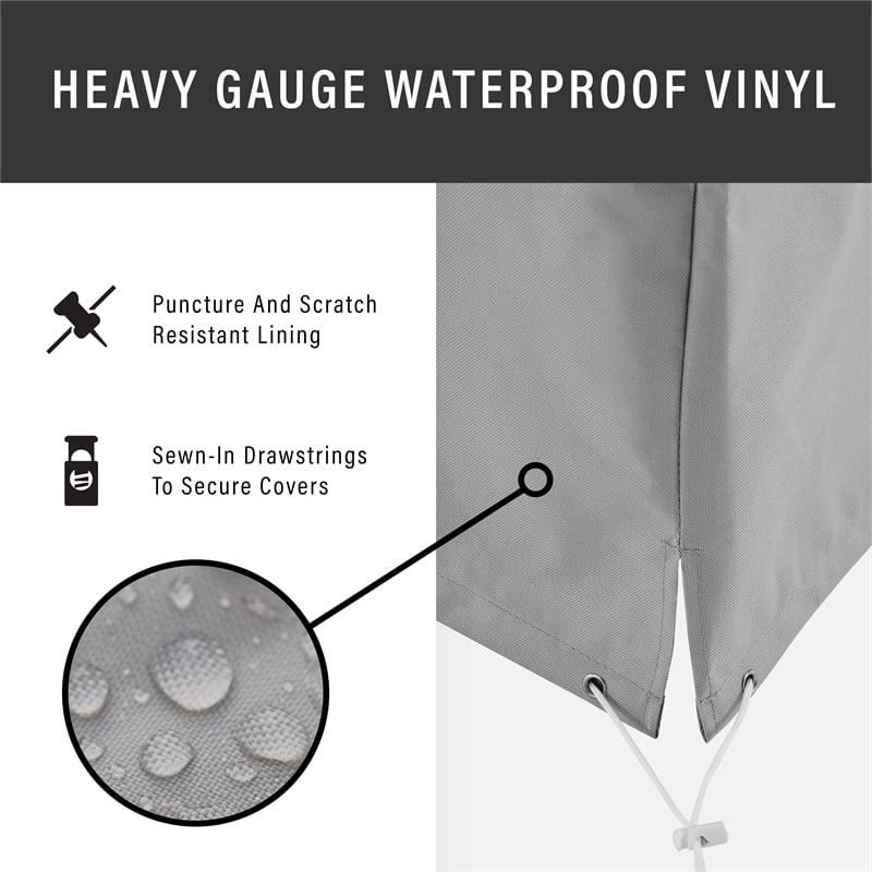 Crosley Furniture 3-Piece Vinyl Outdoor Bistro Furniture Cover Set in Gray