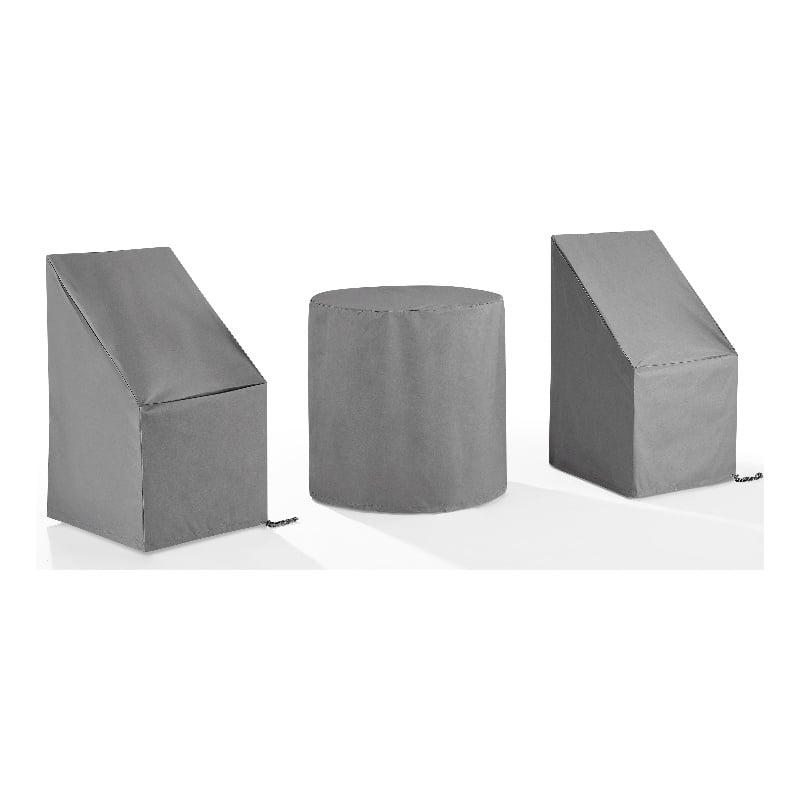 Crosley Furniture 3-Piece Vinyl Outdoor Bistro Furniture Cover Set in Gray