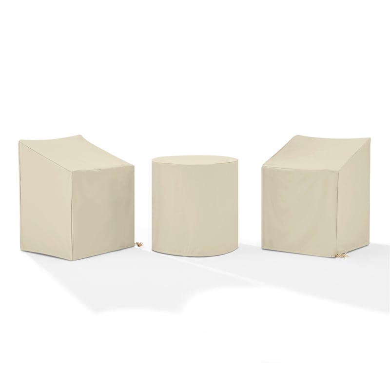 Crosley Furniture 3PC Vinyl Outdoor Bistro Furniture Cover Set in Tan