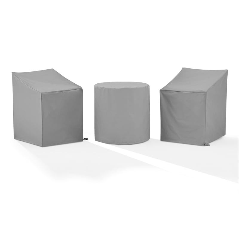 Crosley Furniture 3PC Vinyl Outdoor Bistro Furniture Cover Set in Gray