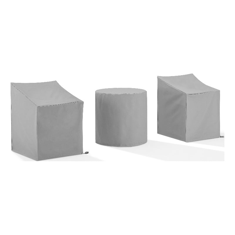 Crosley Furniture 3PC Vinyl Outdoor Bistro Furniture Cover Set in Gray