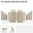 Crosley Furniture 7PC Vinyl Outdoor Dining Furniture Cover Set in Tan