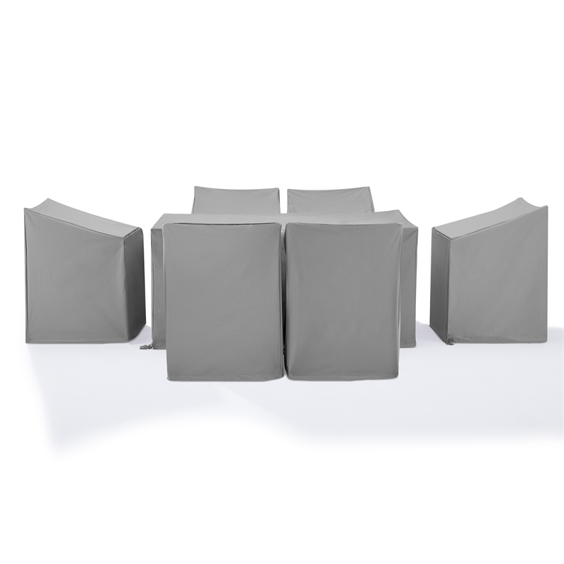Crosley Furniture 7-Piece Vinyl Outdoor Dining Furniture Cover Set in Gray